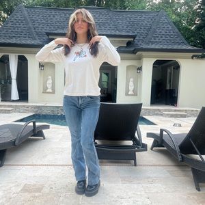 White Long Sleeve with Fall Bicycle Detailing